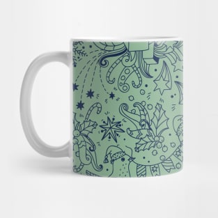Cute Holiday Patterns with Stars, Present, Snowflakes, Christmas Tree. Christmas Pattern Mug